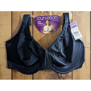 New Curvation Side Shaper Underwire Bra Black Plus Size 42DD 42 DD Full Coverage